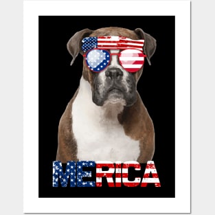 Merica Boxer Dog American Flag 4Th Of July Posters and Art